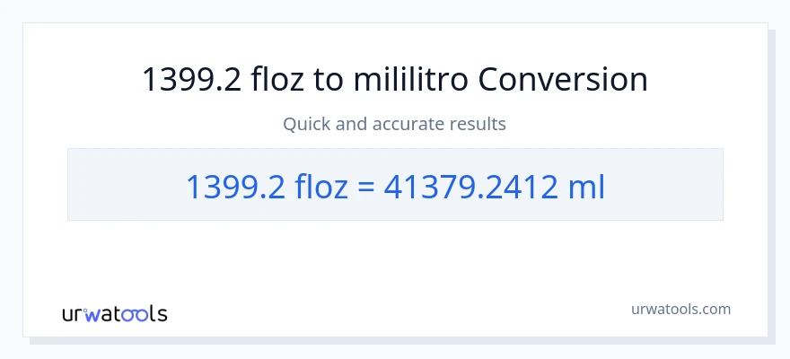 1399.2 mga onsa ng likido patungong mga mililitro na conversion