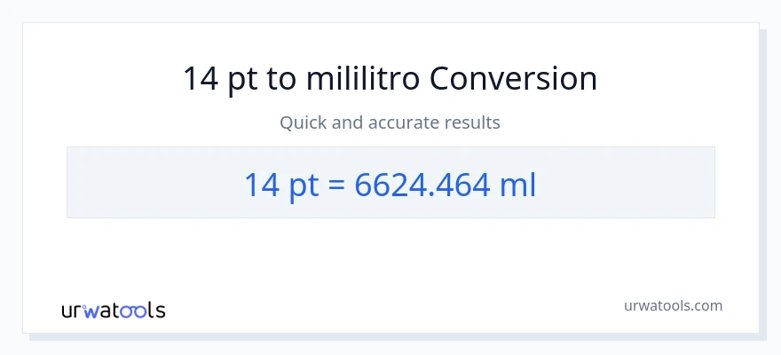 14 Pints patungong mga mililitro na conversion