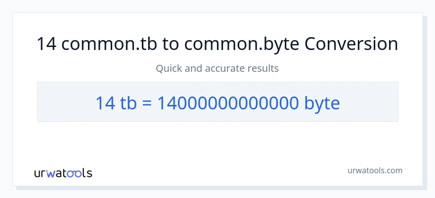 14 Terabytes patungong Bytes na conversion