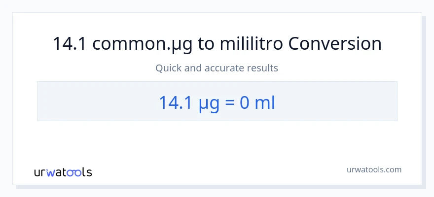 14.1 mga mikrogramo patungong mga mililitro na conversion