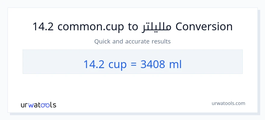 التحويل من 14.2 أكواب إلى ملليلتر