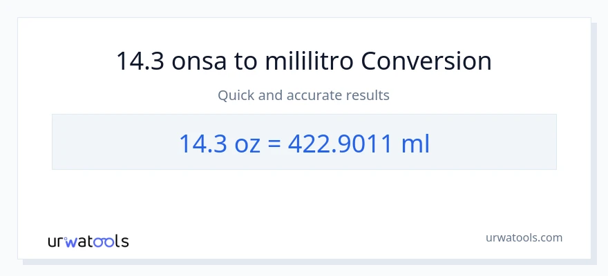 14.3 Mga onsa patungong mga mililitro na conversion