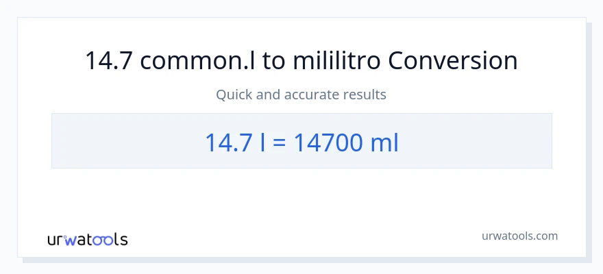 14.7 Liters patungong mga mililitro na conversion