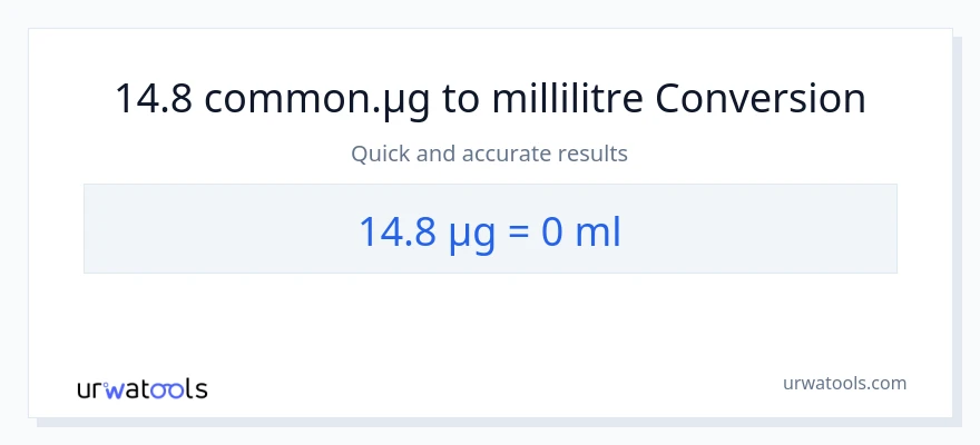 Conversion 14.8 microgrammes vers millilitres