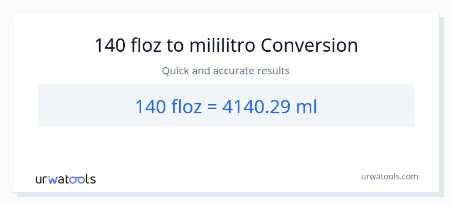 140 mga onsa ng likido patungong mga mililitro na conversion