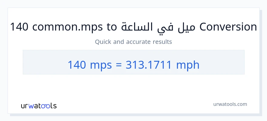 التحويل من 140 Meters Per Second إلى ميل في الساعة
