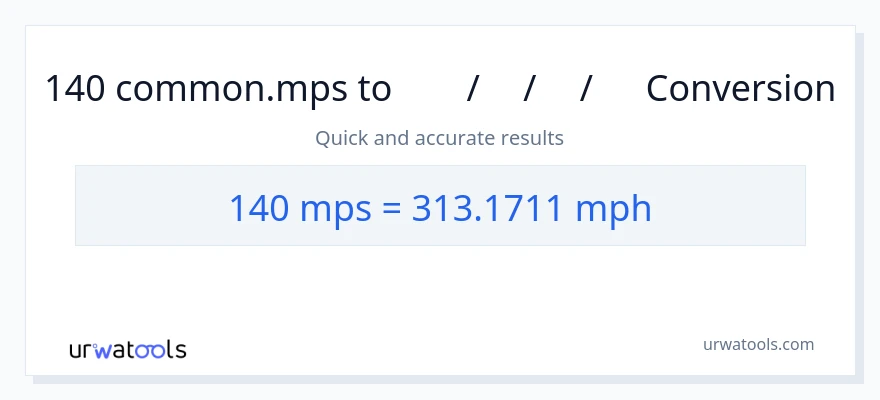 140 Meters Per Second ൽ നിന്ന് മണിക്കൂറിൽ മൈൽ ലേക്ക് പരിവർത്തനം