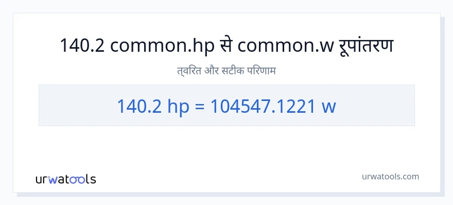 140.2 घोड़े की शक्ति से वाट रूपांतरण