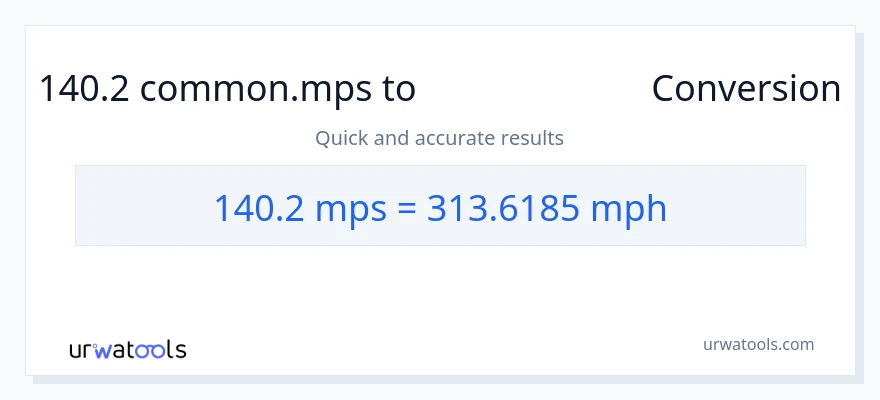 การแปลง 140.2 Meters Per Second เป็น ไมล์ต่อชั่วโมง