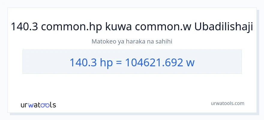 Ubadilishaji wa 140.3 farasi hadi wati