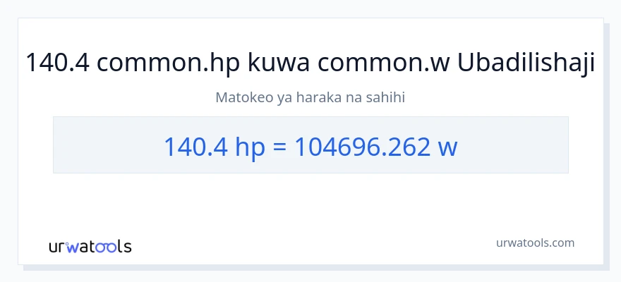 Ubadilishaji wa 140.4 farasi hadi wati
