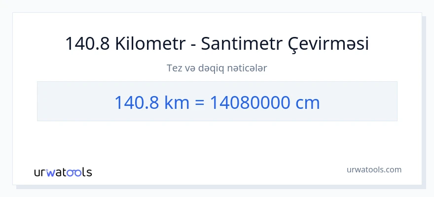 140.8 kilometr-dən Santimetr-ə çevrilmə
