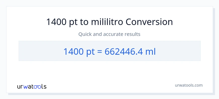 1400 Pints patungong mga mililitro na conversion