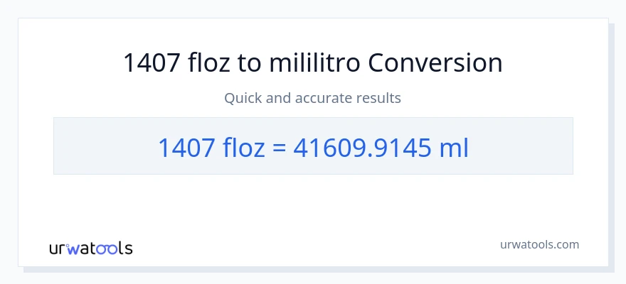 1407 mga onsa ng likido patungong mga mililitro na conversion