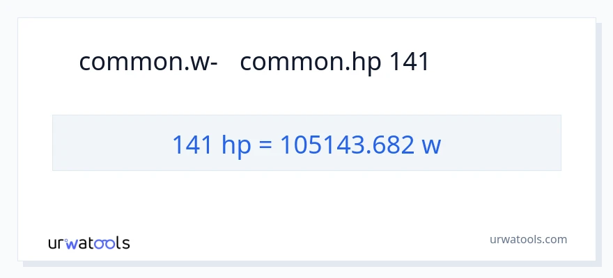 המרה של 141 כּוֹחַ סוּס ל- וואט