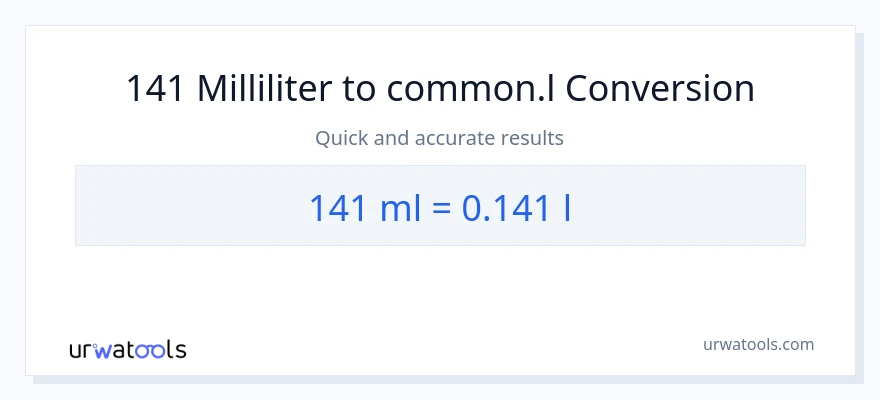 141 milliliters to Liters conversion