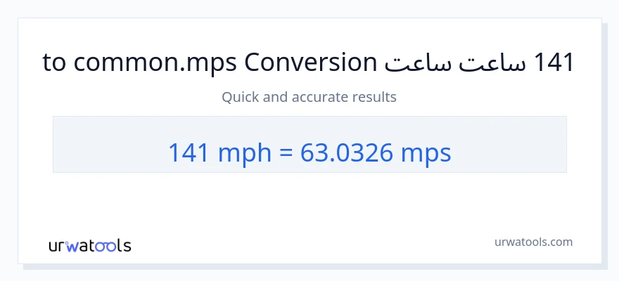 141 په ساعت کې میلونه ته Meters Per Second بدلون