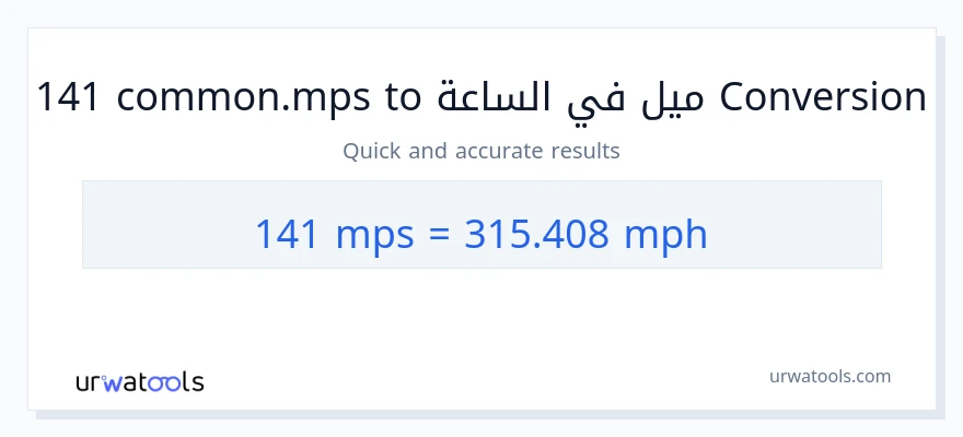 التحويل من 141 Meters Per Second إلى ميل في الساعة