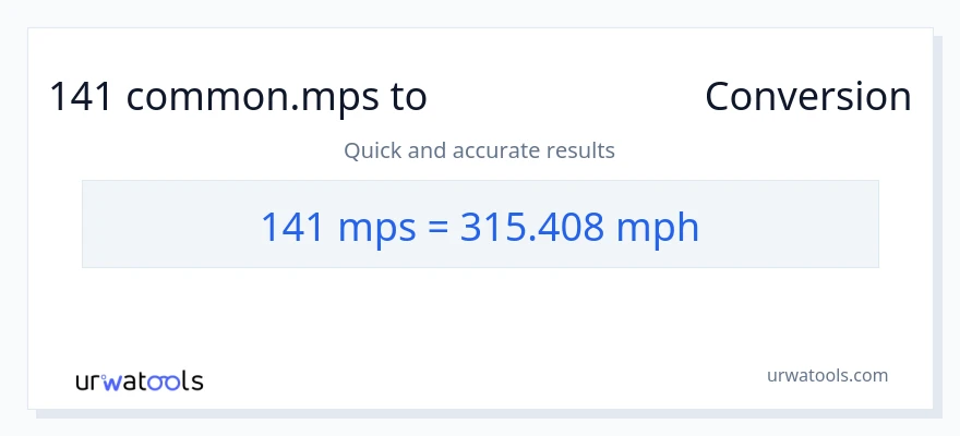 تبدیل 141 Meters Per Second به مایل در ساعت