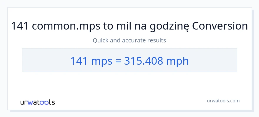 Konwersja 141 Meters Per Second do mil na godzinę