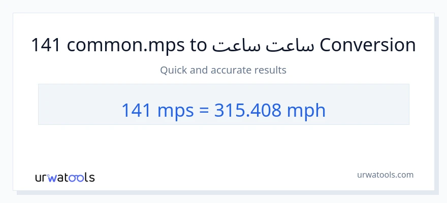 141 Meters Per Second ته په ساعت کې میلونه بدلون