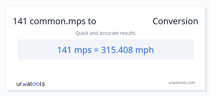 การแปลง 141 Meters Per Second เป็น ไมล์ต่อชั่วโมง