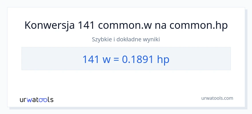 Konwersja 141 watów do moc w koniach mechanicznych