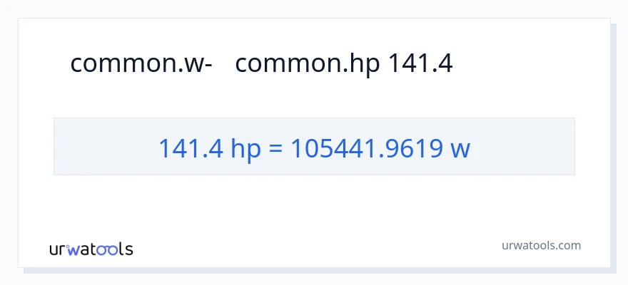 המרה של 141.4 כּוֹחַ סוּס ל- וואט