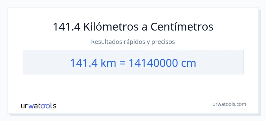 Conversión de 141.4 kilómetros a Centímetros
