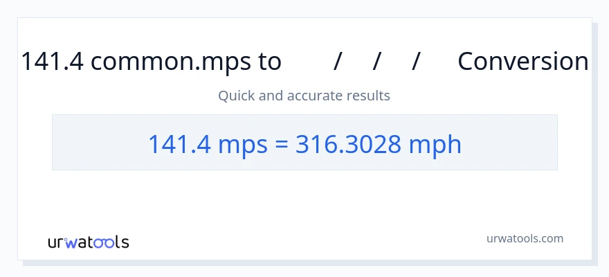 141.4 Meters Per Second ൽ നിന്ന് മണിക്കൂറിൽ മൈൽ ലേക്ക് പരിവർത്തനം