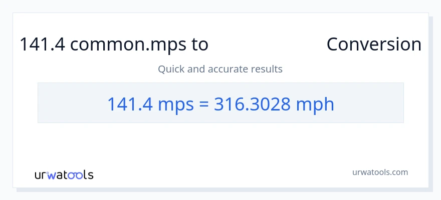 การแปลง 141.4 Meters Per Second เป็น ไมล์ต่อชั่วโมง