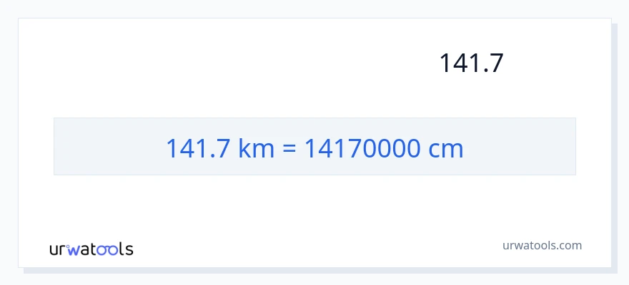 המרה של 141.7 קילומטרים ל- סנטימטרים
