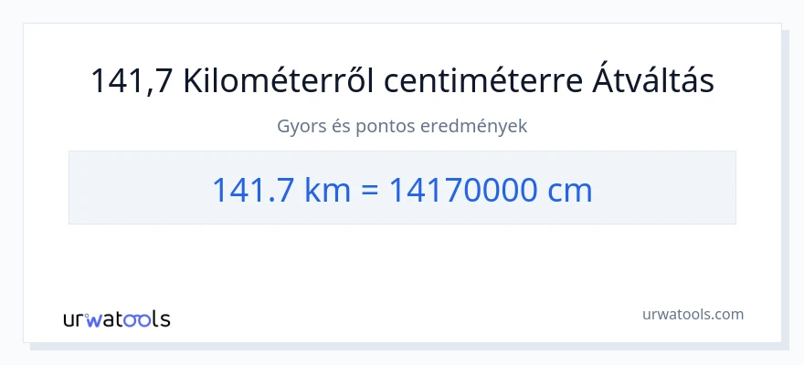 141.7 kilométer - Centiméter konverzió
