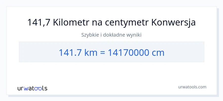 Konwersja 141.7 kilometrów do Centymetry