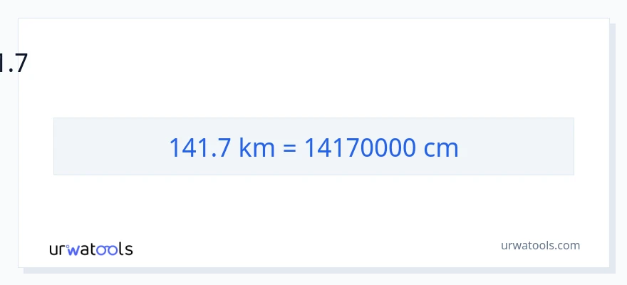 141.7 கிலோமீட்டர்கள் இலிருந்து சென்டிமீட்டர்கள் வரை மாற்றம்