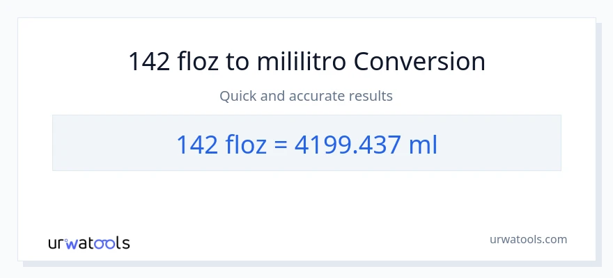 142 mga onsa ng likido patungong mga mililitro na conversion