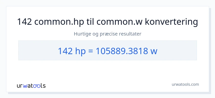 142 hestekræfter til watt konvertering