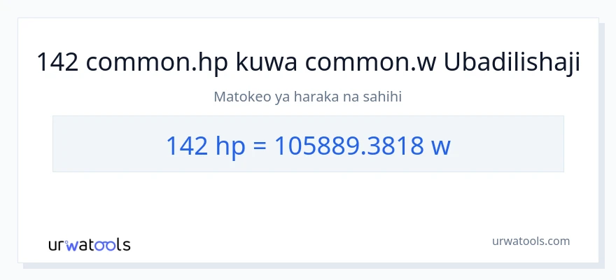 Ubadilishaji wa 142 farasi hadi wati