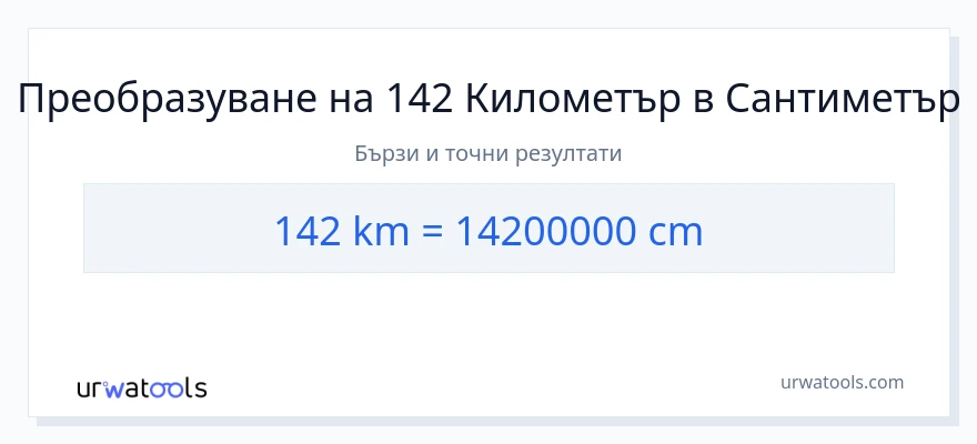 142 конверсия от километри до Сантиметри