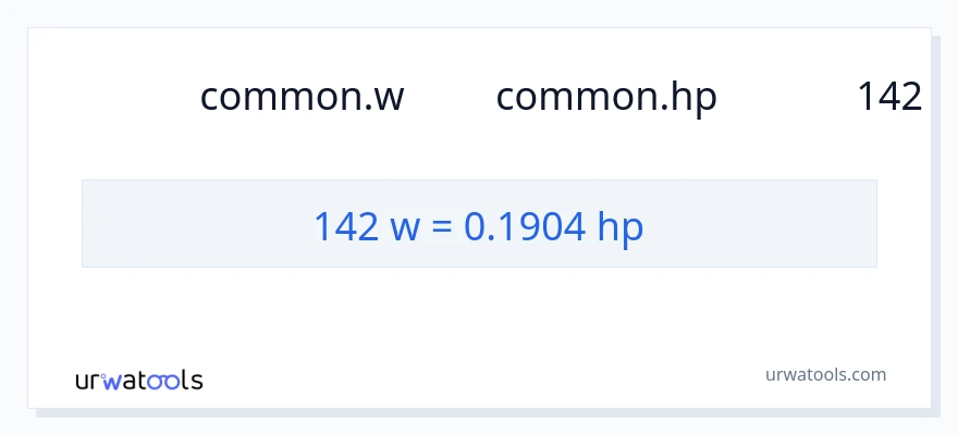 การแปลง 142 วัตต์ เป็น แรงม้า