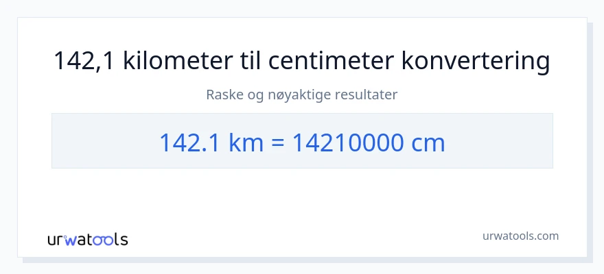 142.1 kilometer til Centimeter konvertering