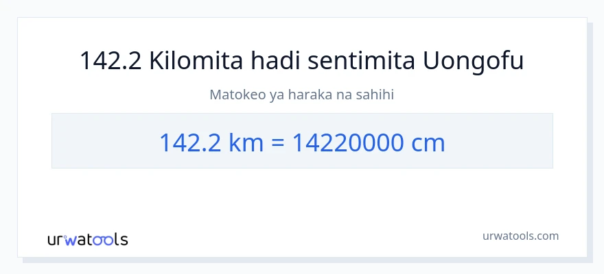Ubadilishaji wa 142.2 kilomita hadi Sentimita
