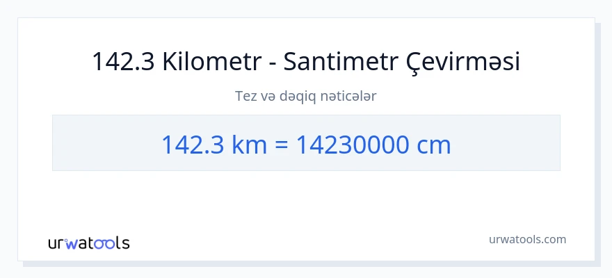 142.3 kilometr-dən Santimetr-ə çevrilmə