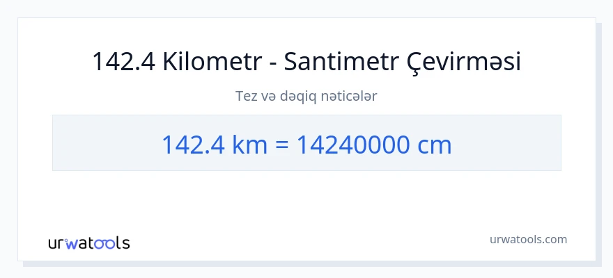 142.4 kilometr-dən Santimetr-ə çevrilmə