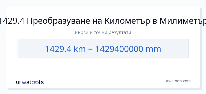1429.4 конверсия от километри до милиметри