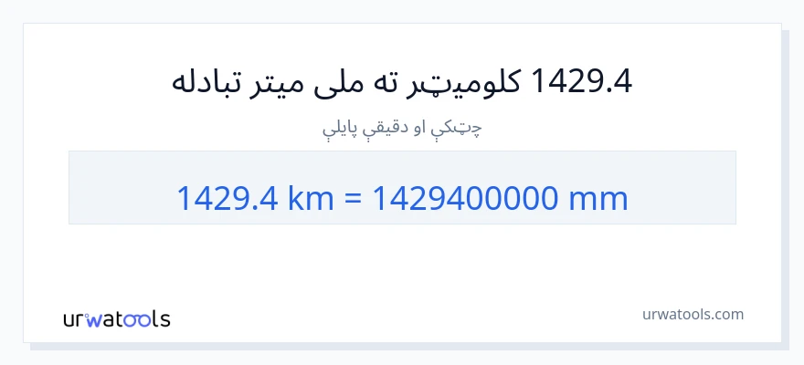 1429.4 کیلومتره ته ملی متره بدلون