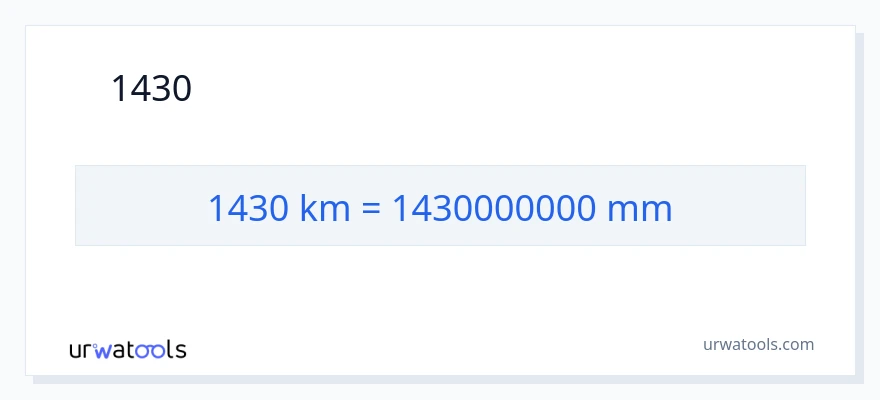 1430 কিলোমিটার থেকে মিলিমিটার রূপান্তর