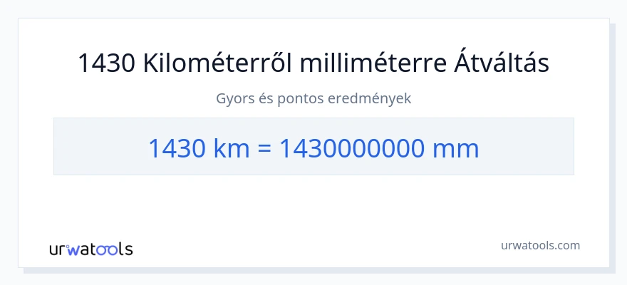 1430 kilométer - milliméter konverzió