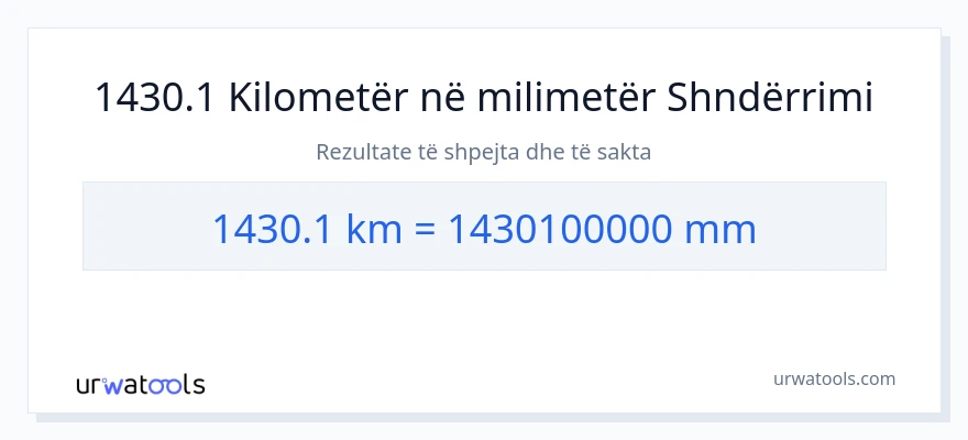 Konvertimi 1430.1 kilometra në milimetra