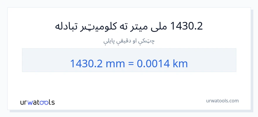 1430.2 ملی متره ته کیلومتره بدلون